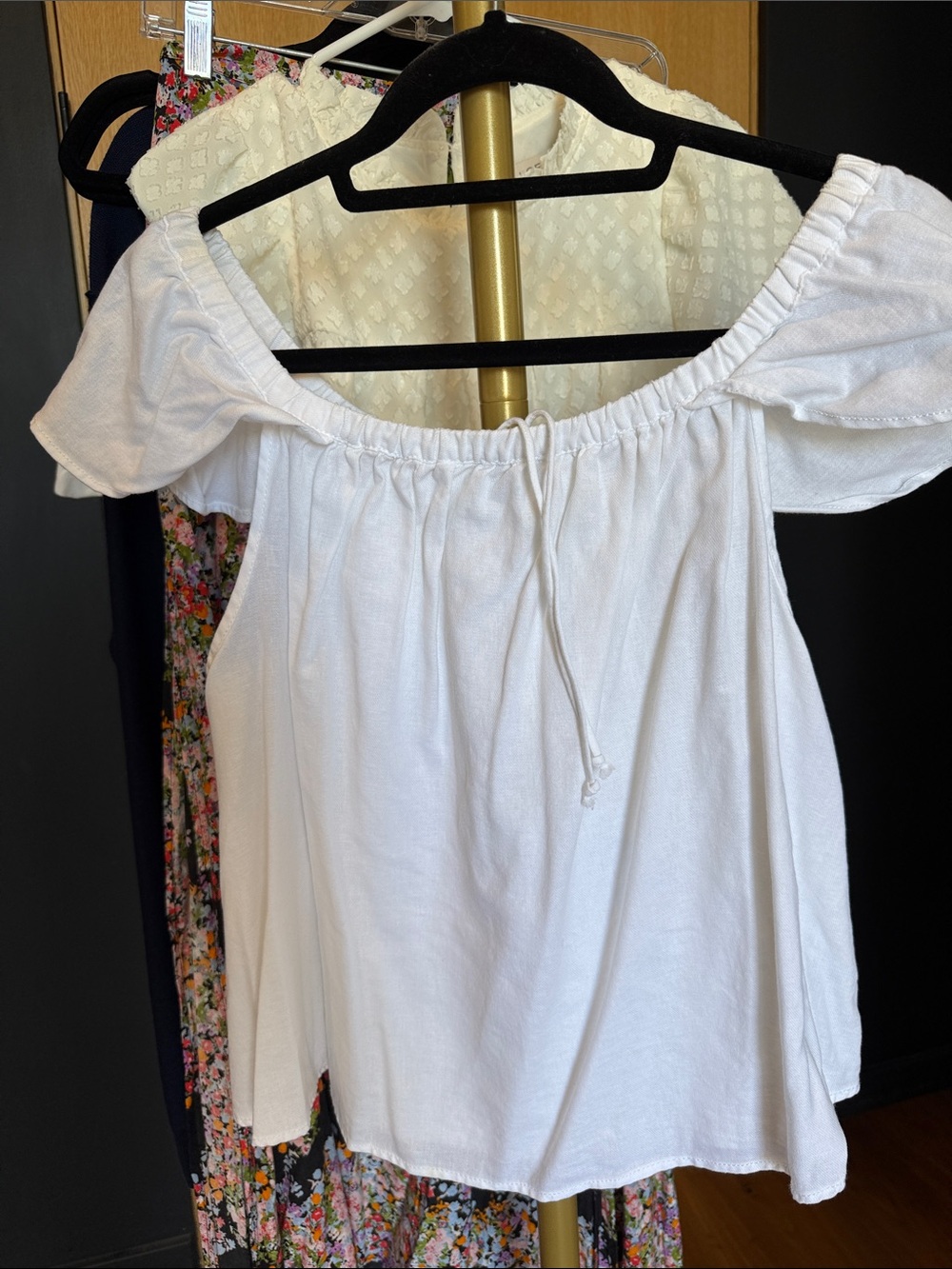 Madewell White Off-the-Shoulder Cotton Top